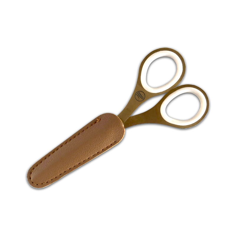 Gold Gold Fingertip Craft Art Titanium Scissors with Sheath in Sheath