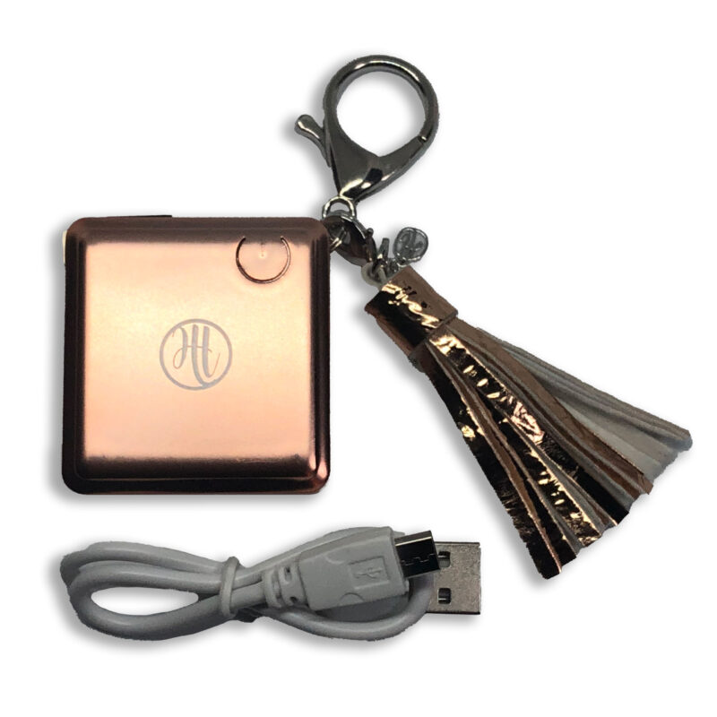 Rose Gold Emergency Phone Charger Keychain with Tassel