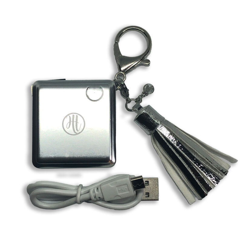 Silver Emergency Phone Charger Keychain with Tassel