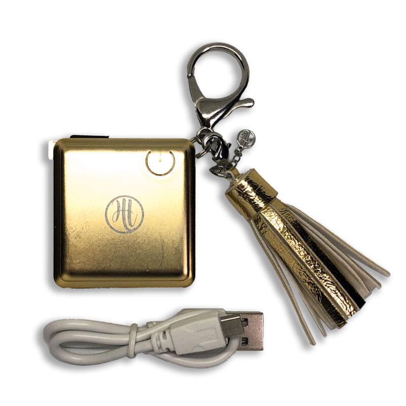 Gold Emergency Phone Charger Keychain with Tassel