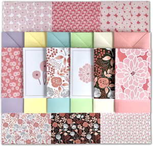 Flower Toss Paper Pack floral stationery set with writing paper, note cards and envelopes