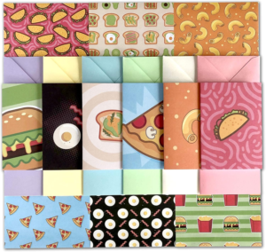 Food Festivities Paper Pack collection with food-themed writing paper, note cards and coordinating envelopes
