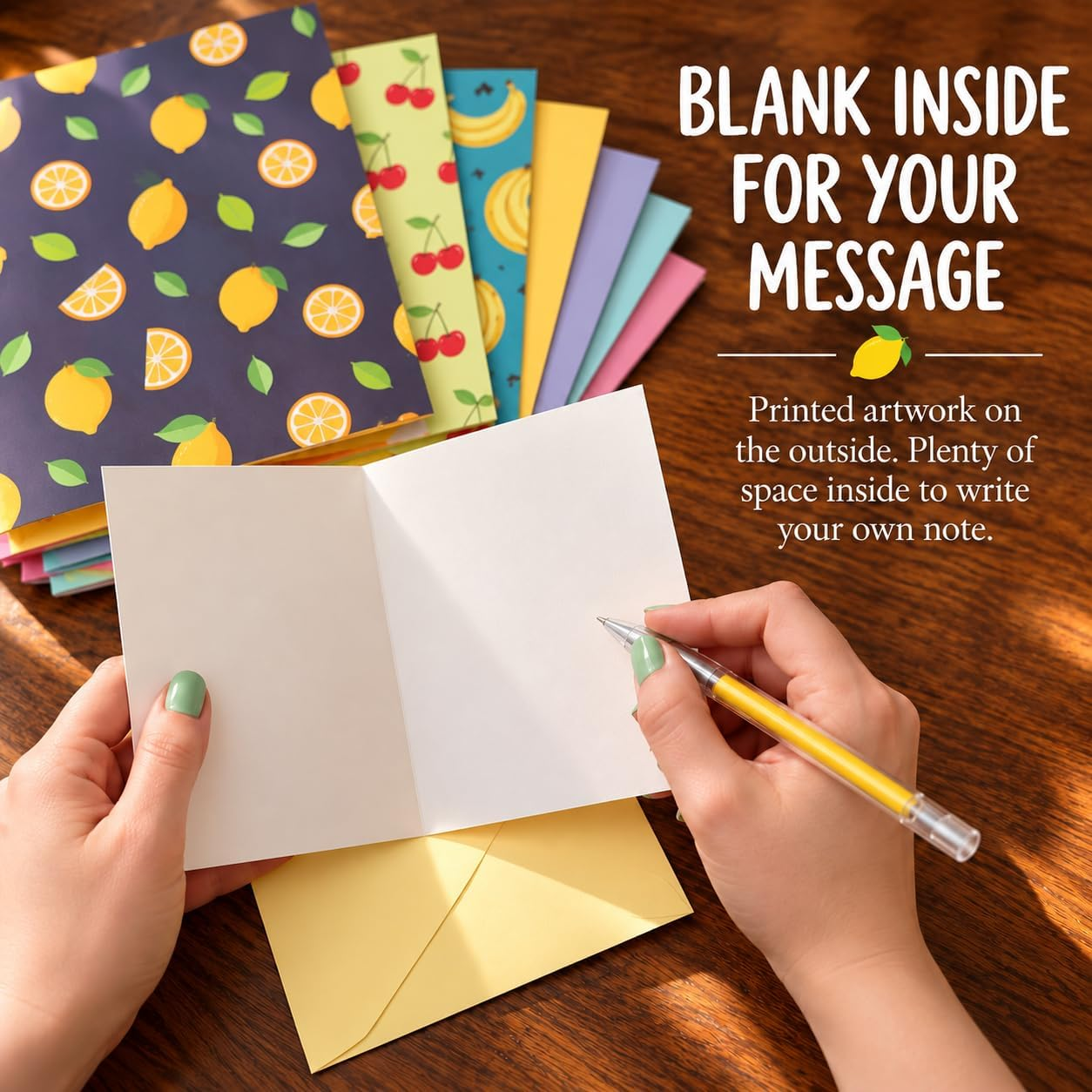 Fruit Bowl Paper Pack printed note card blank inside for a handwritten message