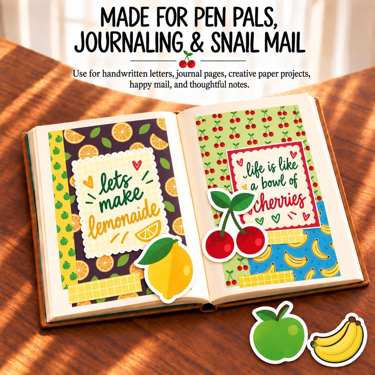 Fruit Bowl Paper Pack for pen pals, journaling, snail mail and handwritten notes