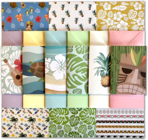 Island Time Paper Pack collection with tropical writing paper, note cards and coordinating envelopes