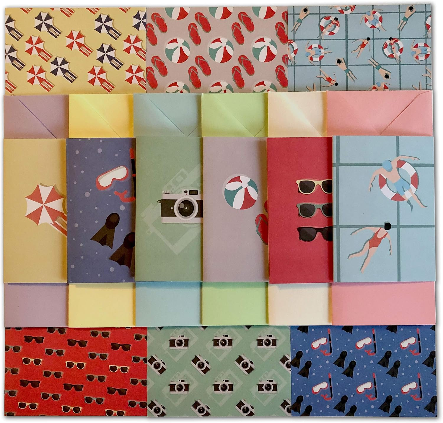 Vacation Paper Pack collection with travel-themed writing paper, note cards and coordinating envelopes