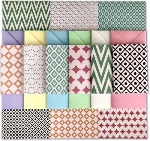 Vintage Marks Paper Pack collection with geometric writing paper, note cards and coordinating envelopes