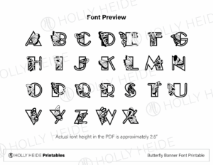 Butterfly Banner Font Printable - Preview