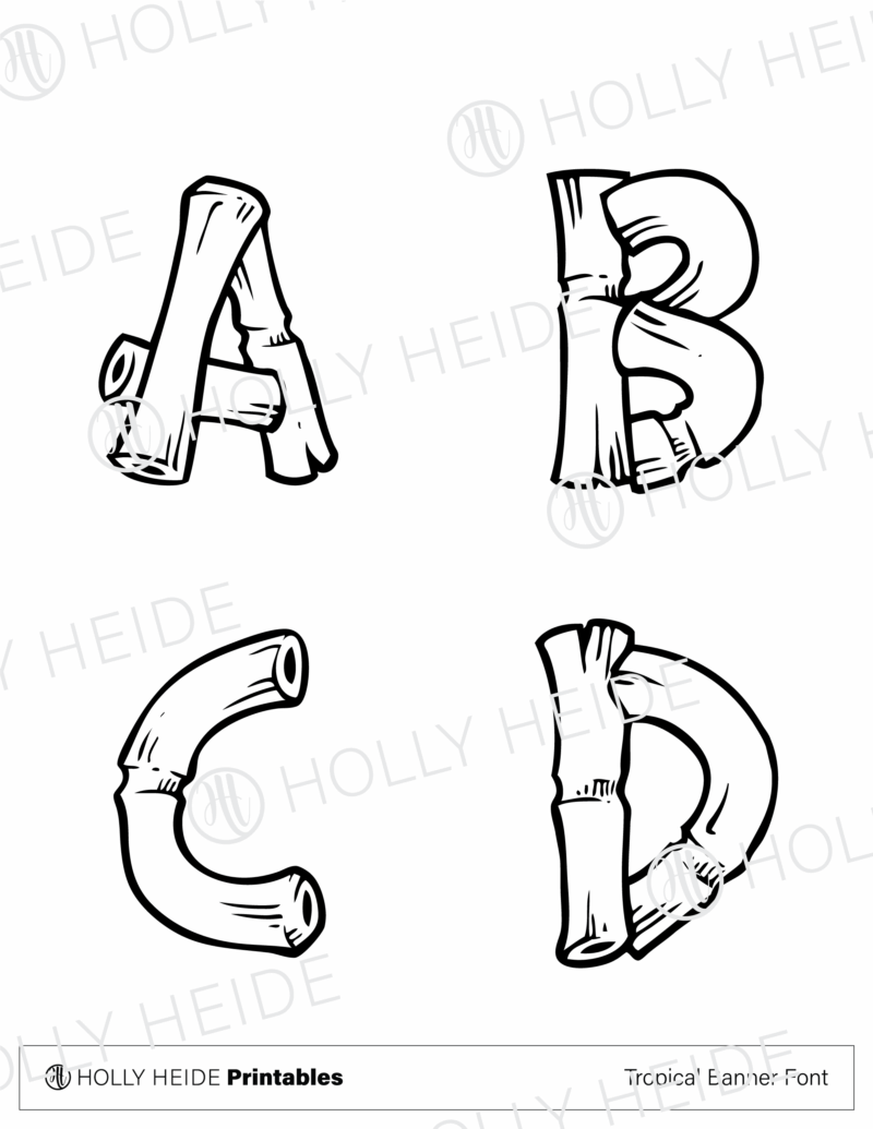Tropical Banner Font Printable A-D