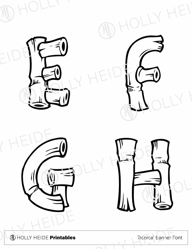 Tropical Banner Font Printable E-F