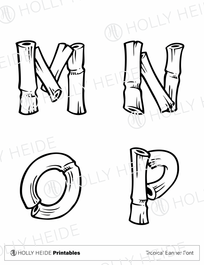 Tropical Banner Font Printable M-P