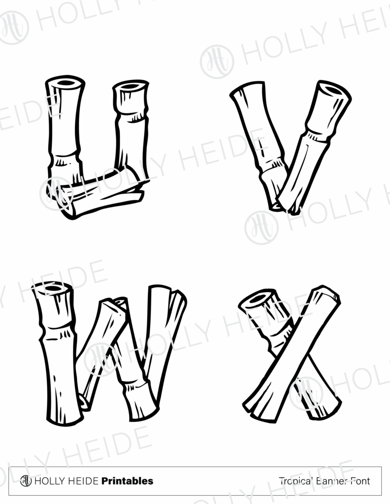 Tropical Banner Font Printable U-V