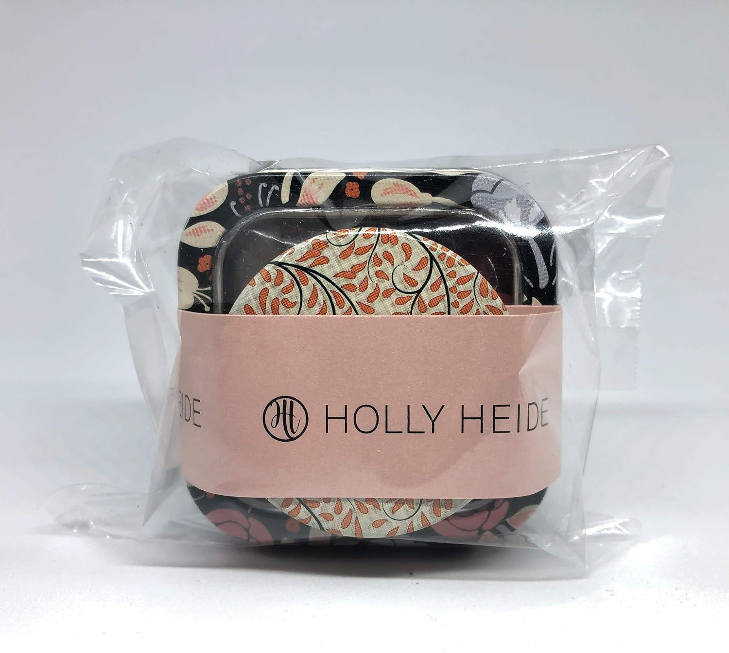 Holly Heide Classic Mix sealing wax pearls and coordinating candle tins in clear packaging with a pink branded label.
