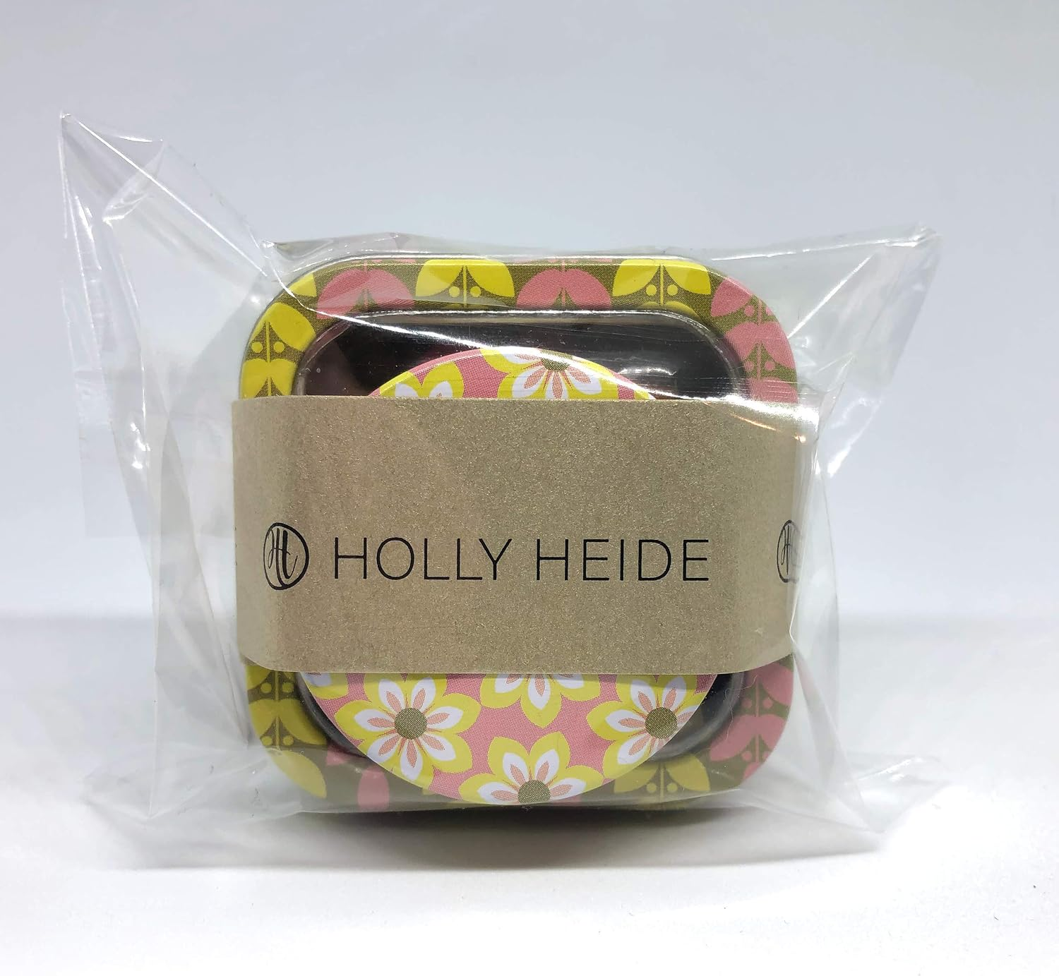 Holly Heide Pink Mix sealing wax pearls and candle tins packaged together in a clear bag with branded label.